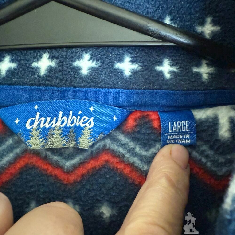 Chubbies 1/4 Zip Mens Large Bearly Wild Retro Print Fleece Sweater Pullover - Picture 2 of 7